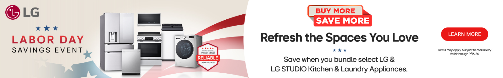 Save when you bundle select LG & LG STUDIO kitchen & laundry appliances