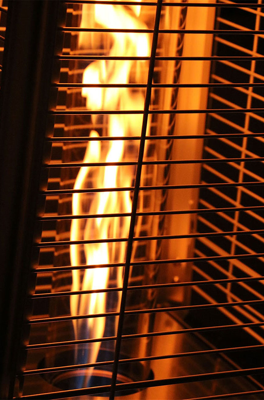 Close view of glass tube with flame in the night time