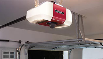 Red garage door opener with light
