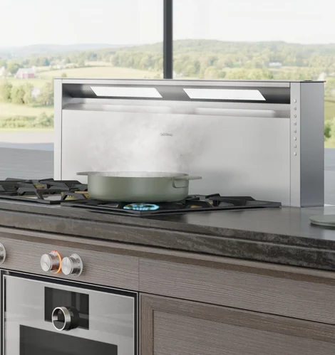 Modern kitchen featuring a Gaggenau ventilation system