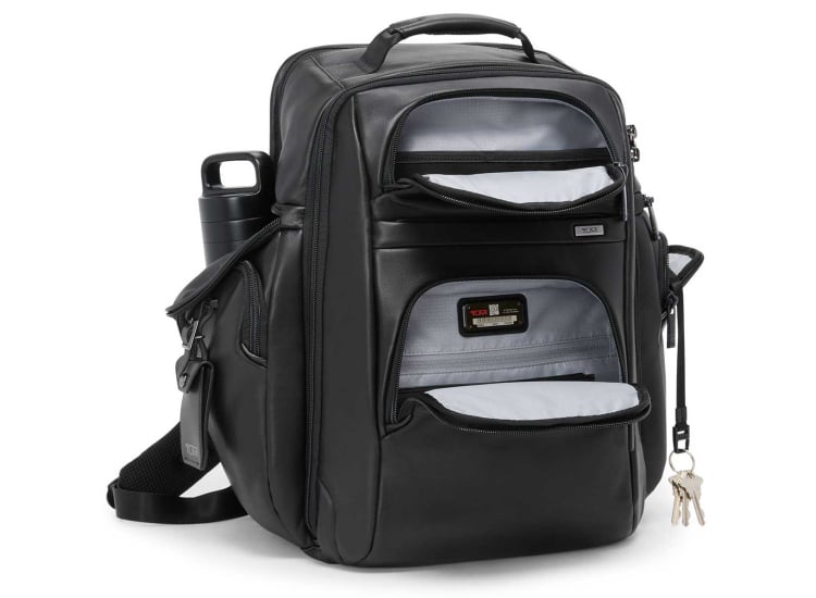 men's tumi travel backpack Alpha Bravo Search Black Leather 5% polyester TUMI Backpack Alpha Travel Packing