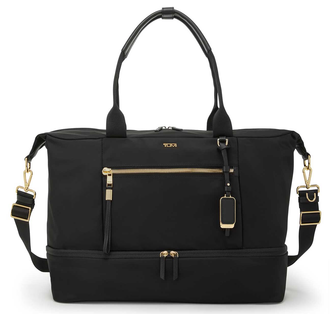 Front View of TUMI Black & Gold Contine Weekender