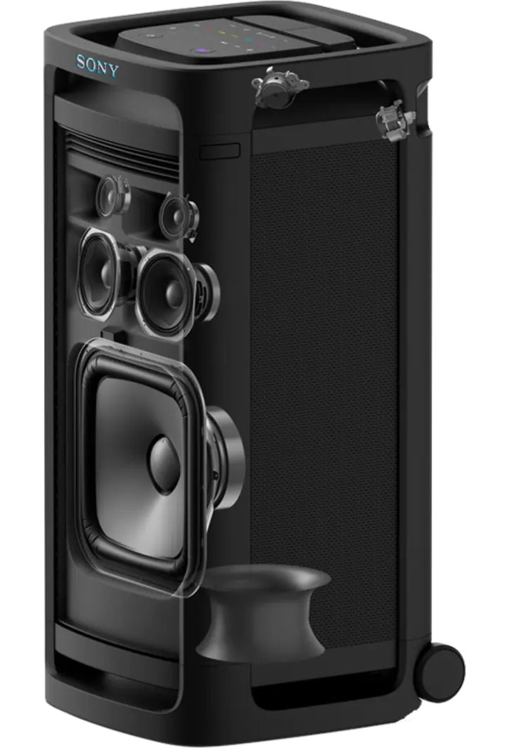 Front Right Skeleton View of Sony  Bluetooth Portable Speaker