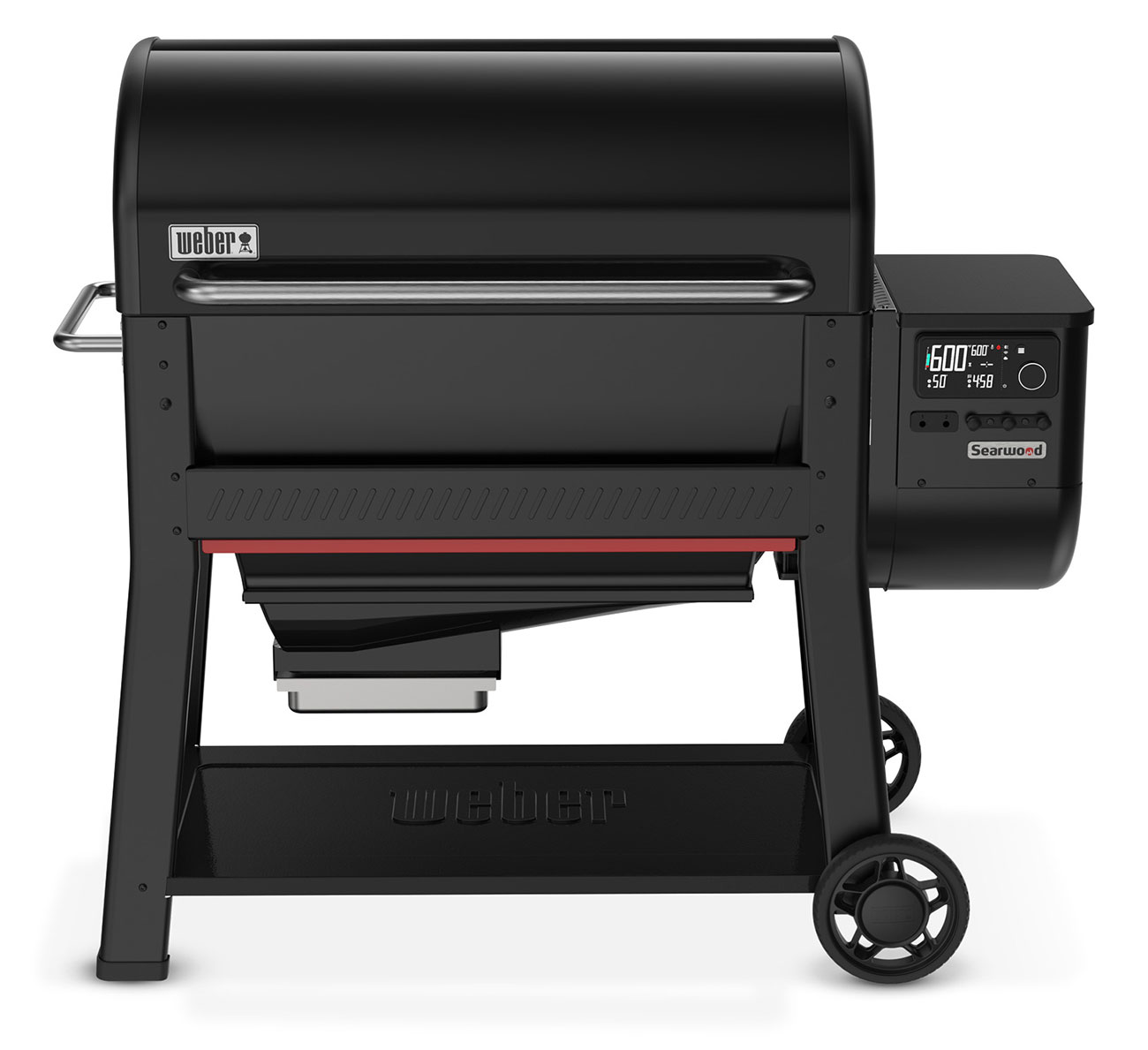 Front View of Weber Searwood XL 600 Pellet Grill In Black