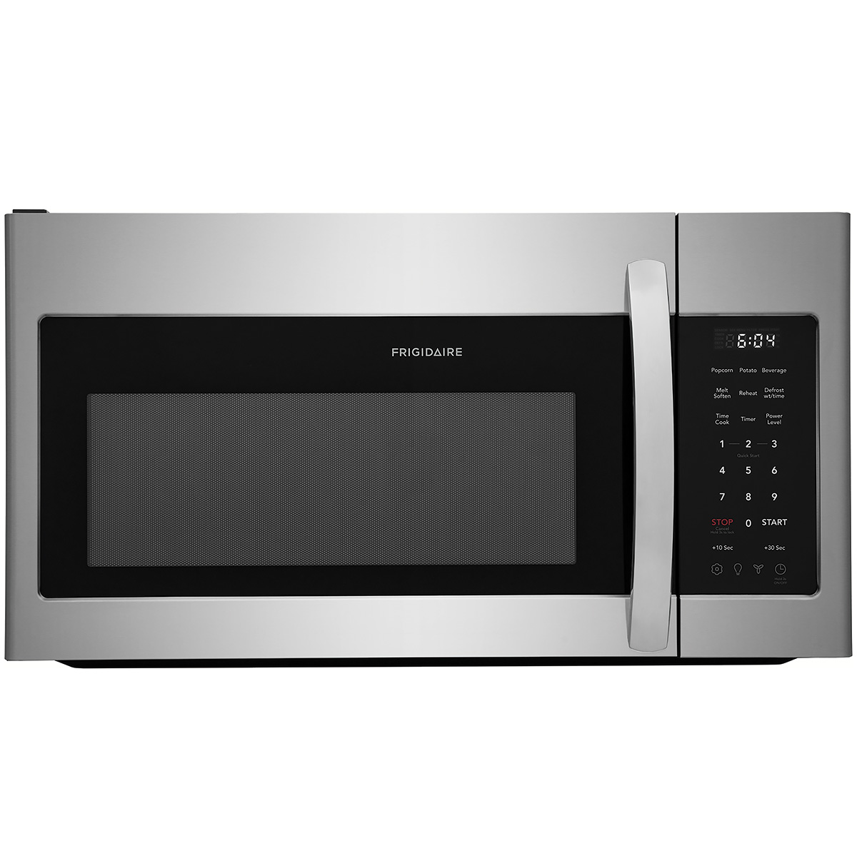 Front of microwave in Stainless Steel.