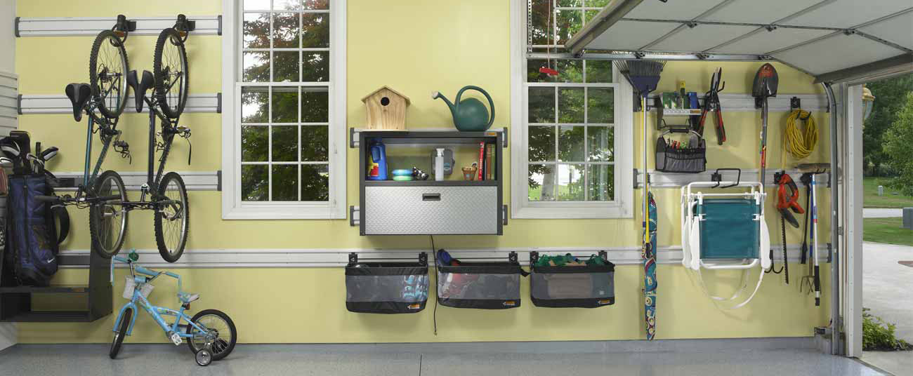 Garage Wall with Organizers and Shelving