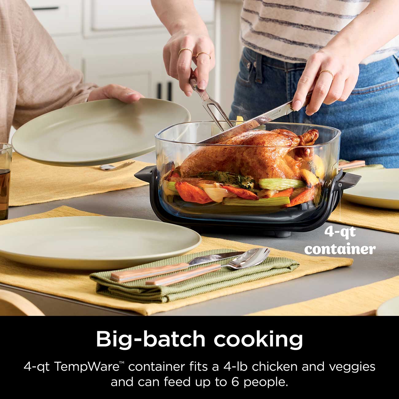 Crispi 4-in-1 Portable Glass Air Fryer Cooking System Batch Cooking Detail
