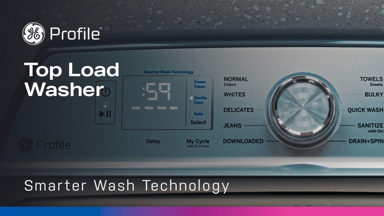Watch GE Profile Top Load Washer with Smarter Wash Technology