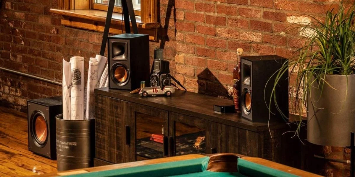 Angle View of Bookshelf Speakers