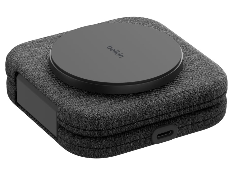 Belkin BoostCharge Pro 15W 2-in-1 Travel Pad - Stazione Ricarica Wireless Magnetica - Per Apple - Nero - Sigillato