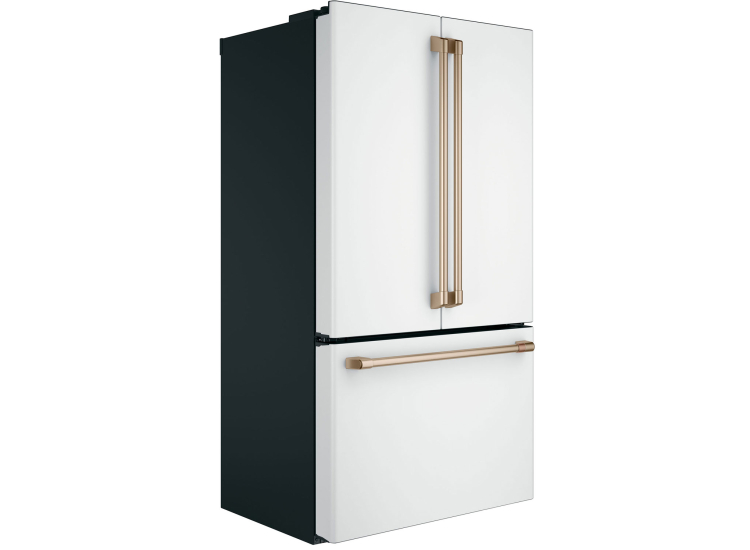 Cafe 23.1 Cu. Ft. Counter-Depth French-Door Refrigerator 36-Inch Wide in Matte White with Brushed Bronze Hardware - CWE23SP4MW2