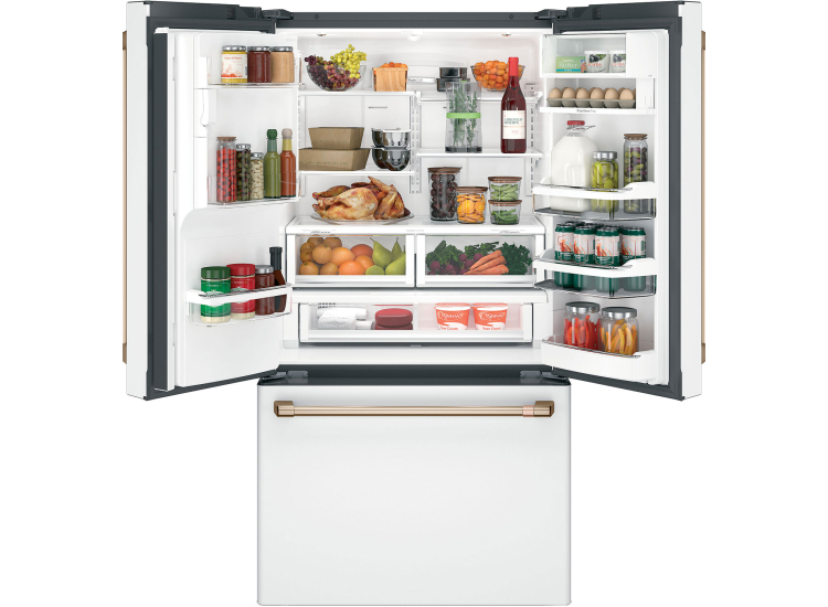 Cafe 22.1 Cu. Ft. Counter-Depth French-Door Refrigerator 36-Inch Wide ADA in Matte White with Brushed Bronze Hardware - CYE22TP4MW2