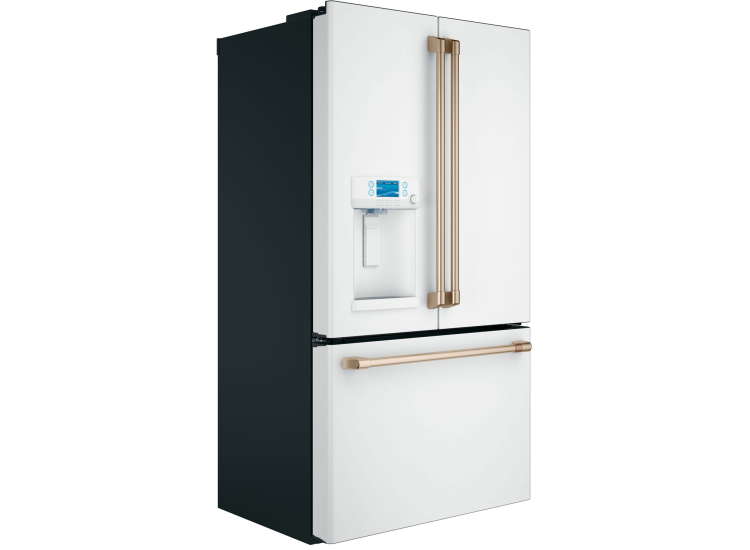 Cafe 22.1 Cu. Ft. Counter-Depth French-Door Refrigerator 36-Inch Wide ADA in Matte White with Brushed Bronze Hardware - CYE22TP4MW2