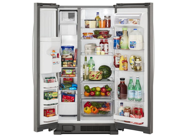 Whirlpool 24.57 Cu. Ft. Side-By-Side Refrigerator 36-Inch Wide in Monochromatic Stainless Steel - WRS315SDHM