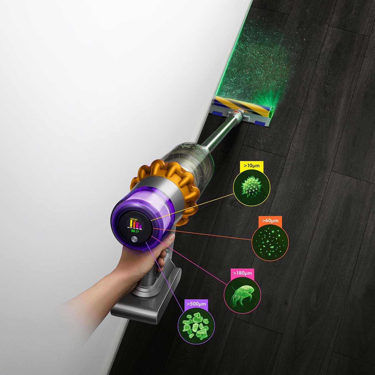 Stick Vacuum Laser Dirt Detection Detail
