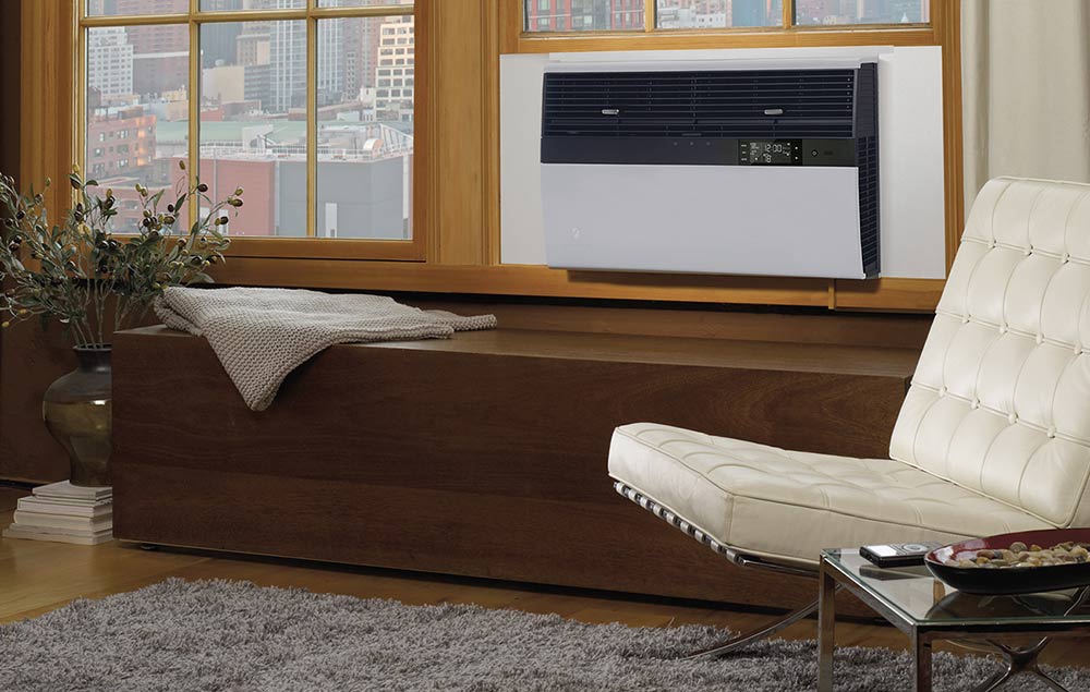 Window air conditioner in a living room