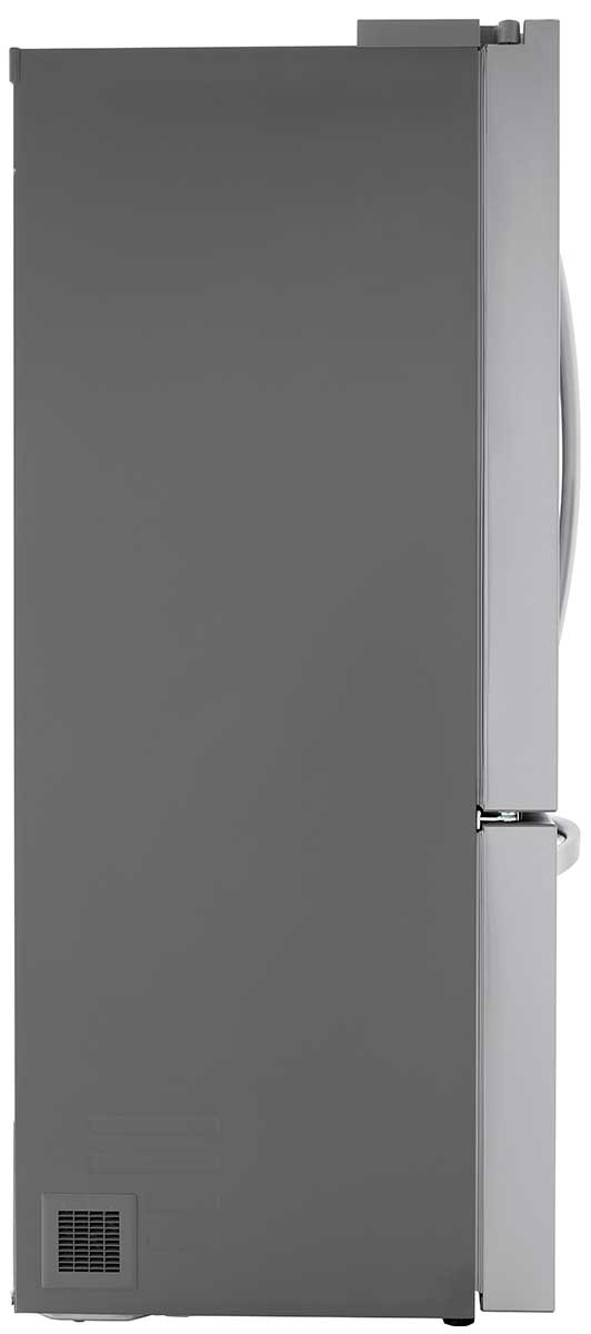 Side view of closed refrigerator.