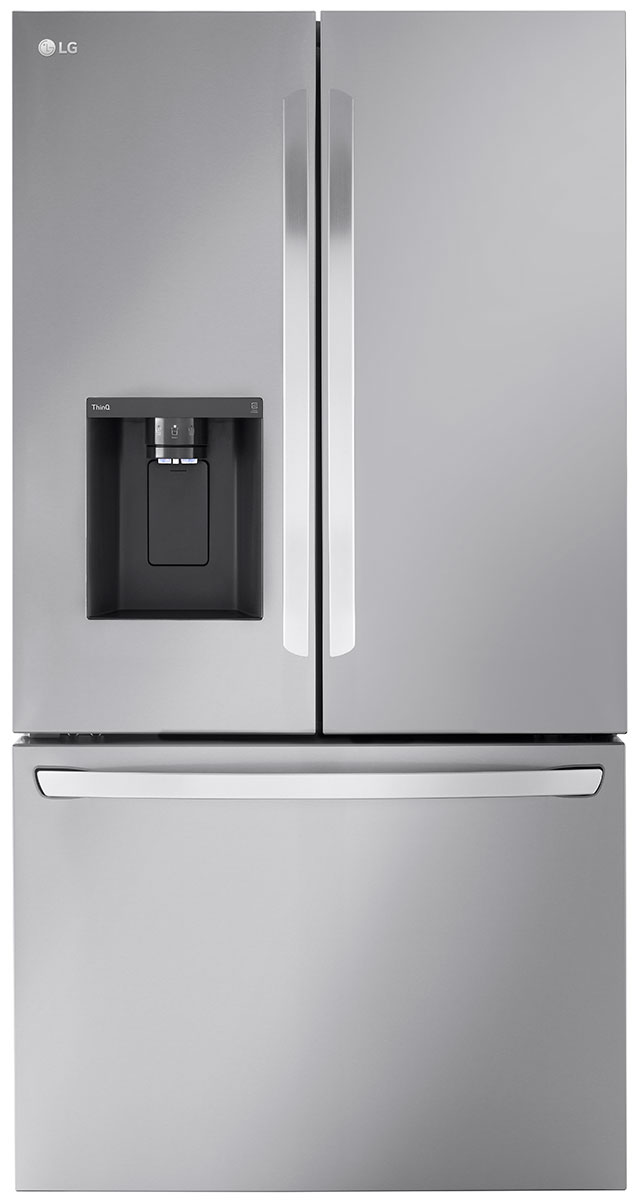 Front of refrigerator in PrintProof Stainless Steel.