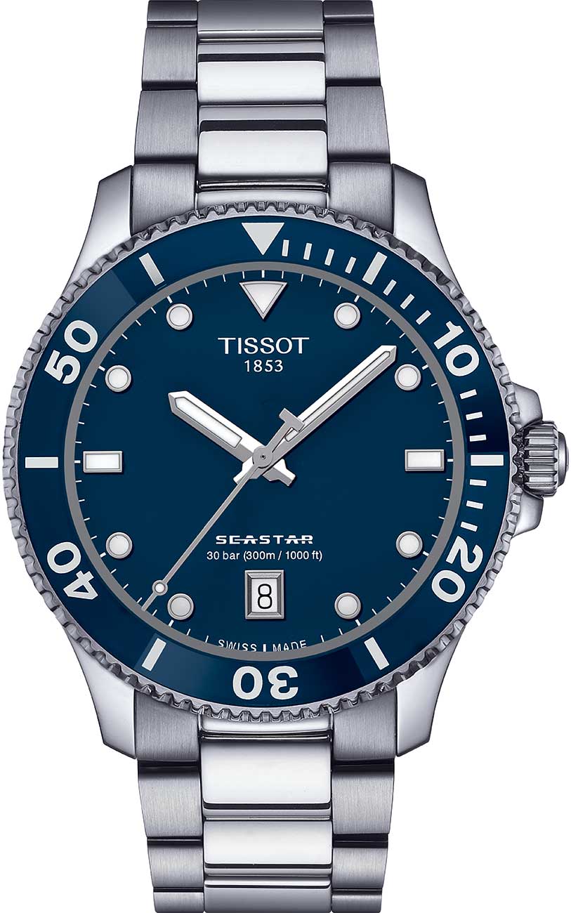 Front View of Tissot Seastar 1000 Blue Dial Watch