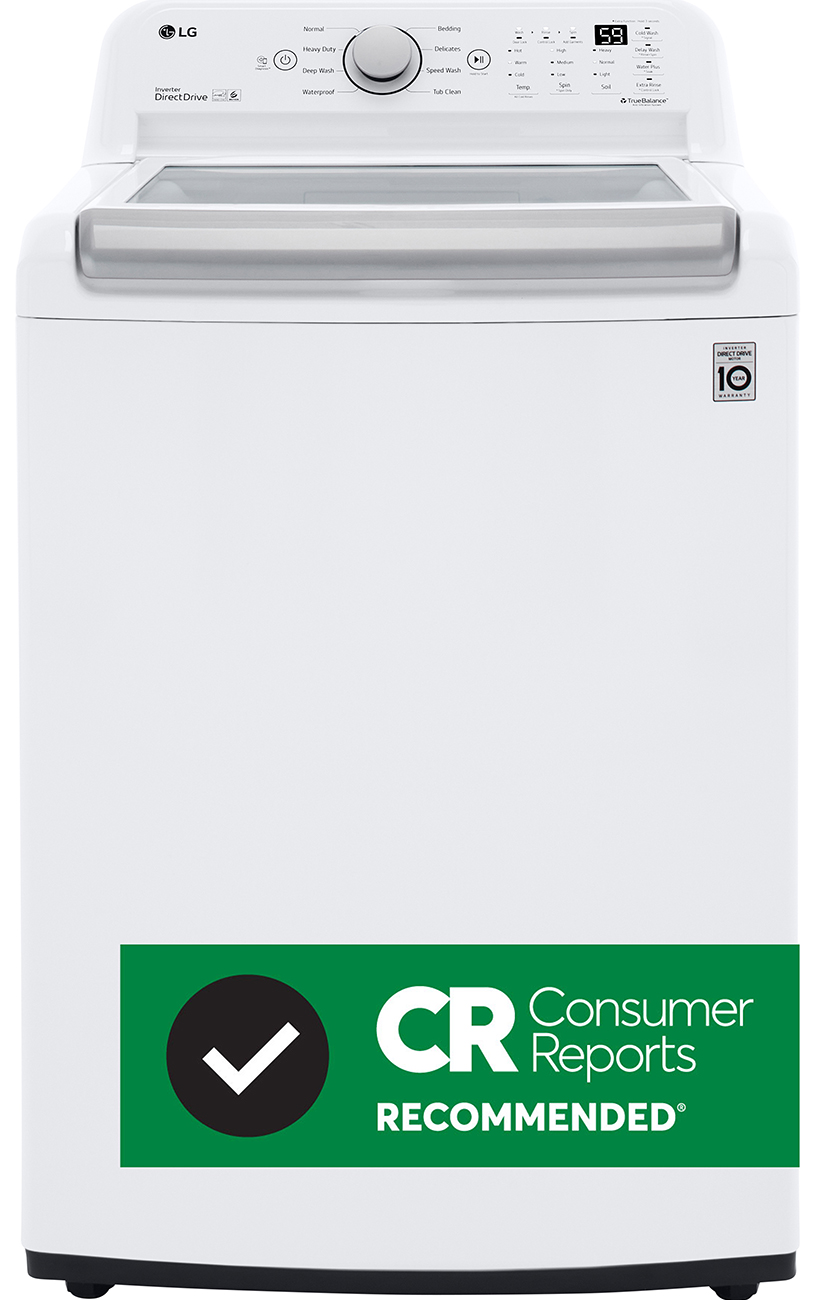 Consumer report badge view of LG White Top Load Washer
