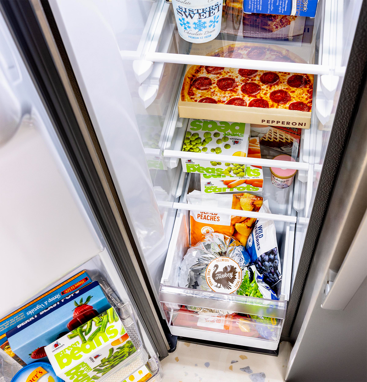 Freezer Drawer view of GE Refrigerator