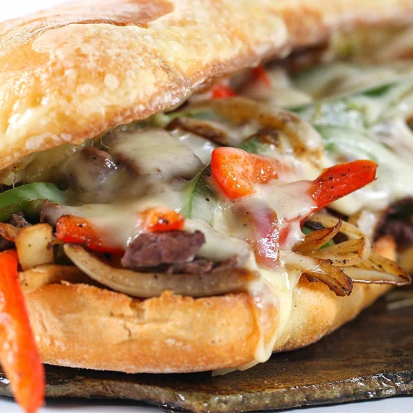 A close up of our grilled skirt steak sandwich recipe