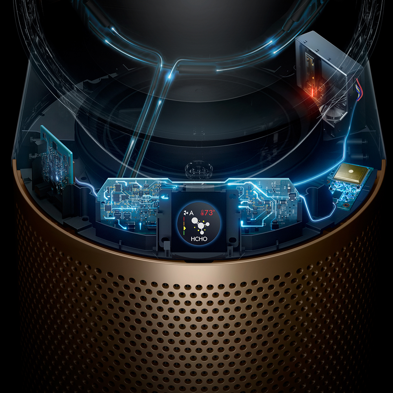 Illustration of the Digital Display on the Front of a Dyson Air Purifier
