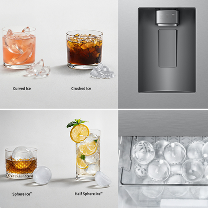 Different types of ice options from Samsung refrigerator