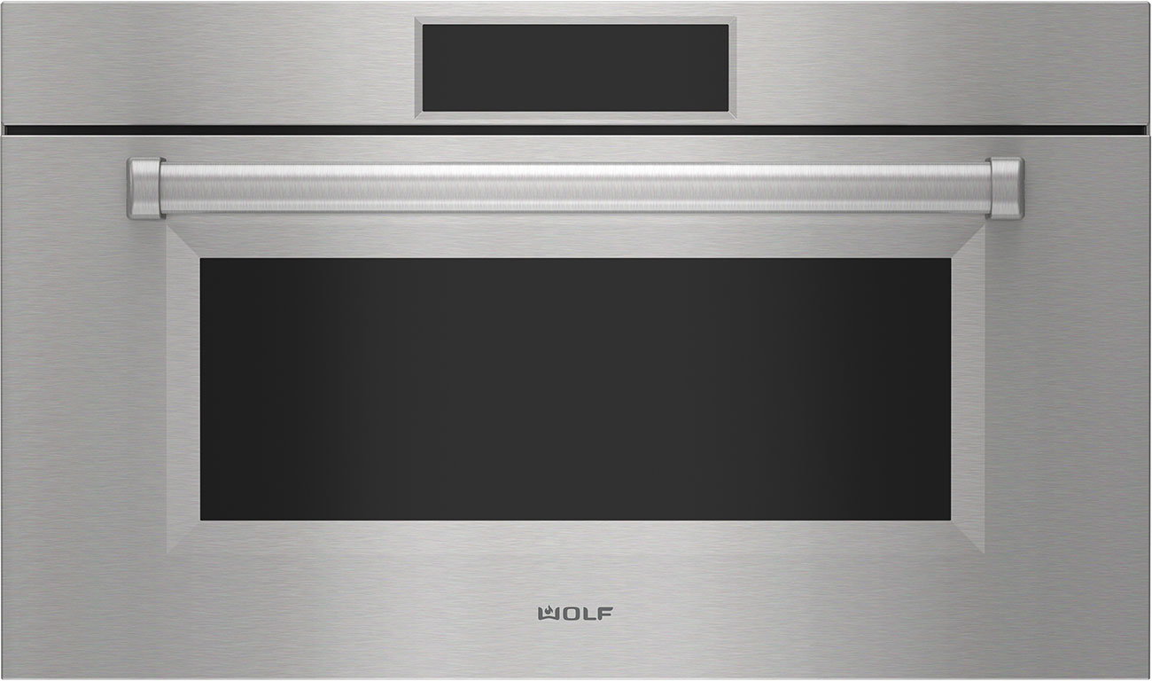 Front View of Wolf Microwave Oven in Stainless Steel