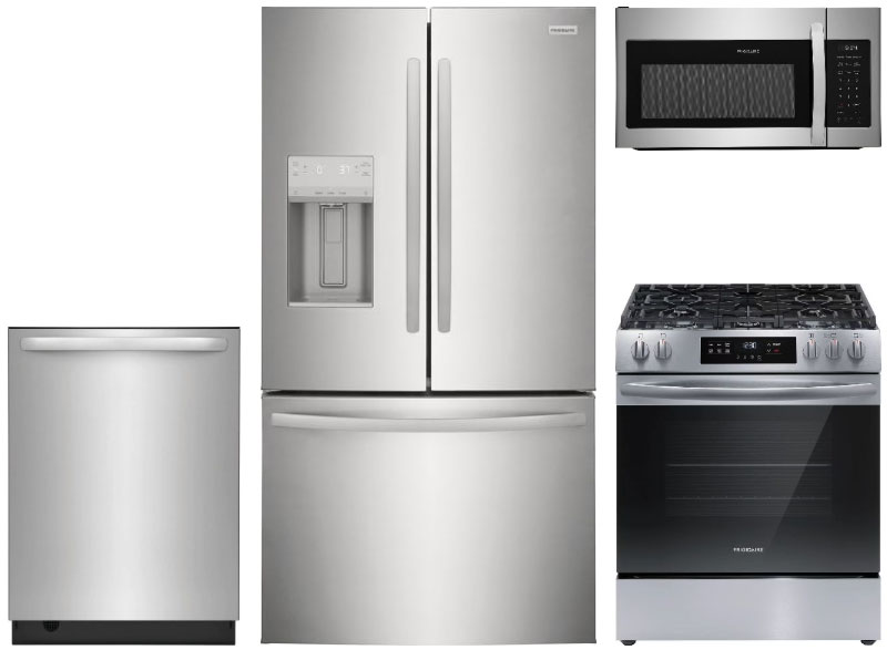 Front View of Stainless Steel 4-Piece Kitchen Appliance Package