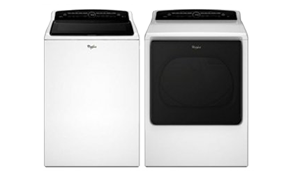 Washer and dryer shown side-by-side