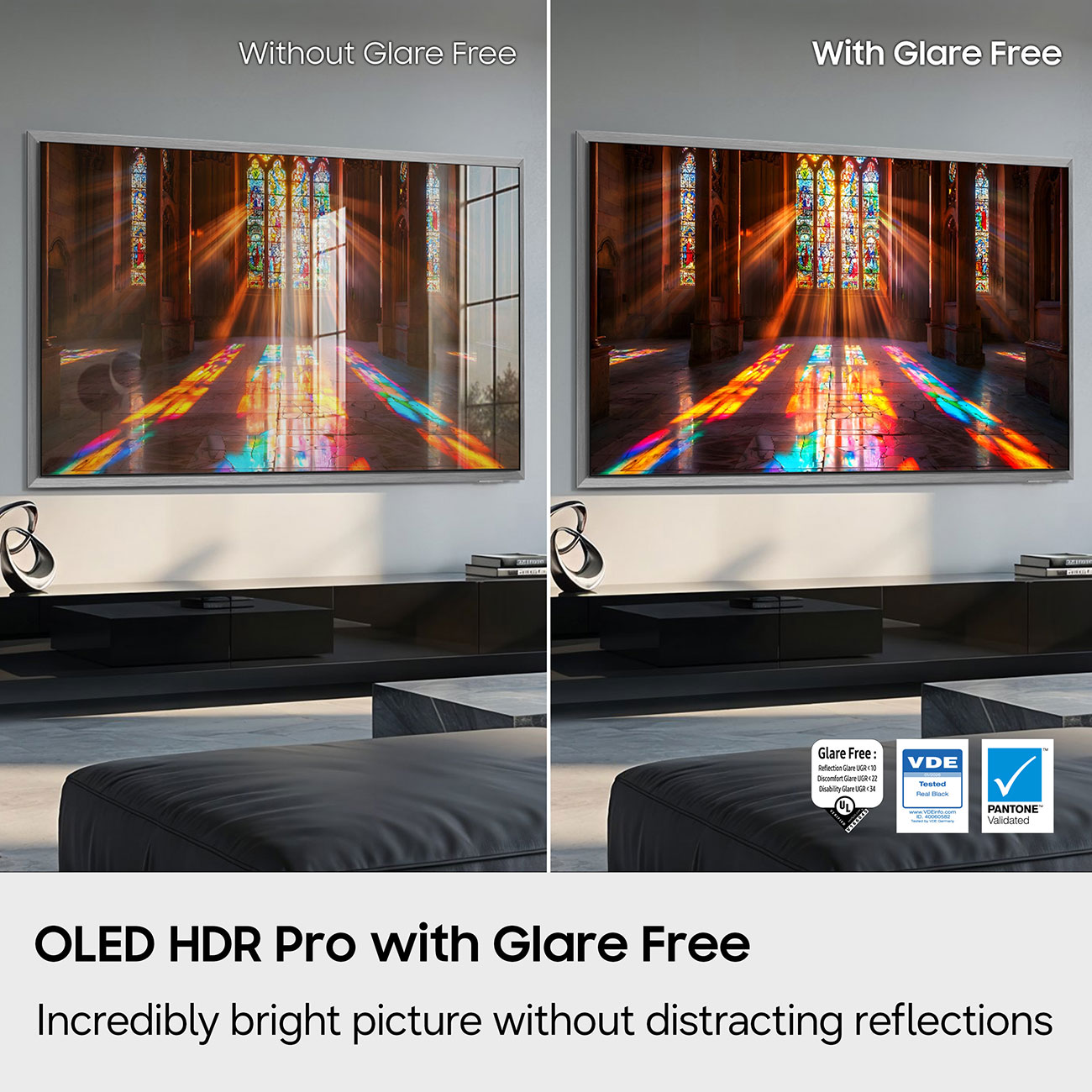 Infographic View of Samsung OLED TV Glare-free 
Feature