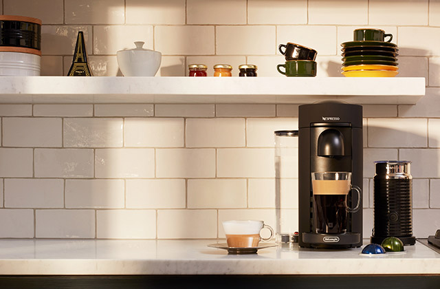Lifestyle Image of Nespresso Matte Black Limited Edition VertuoPlus Coffee And Espresso Maker