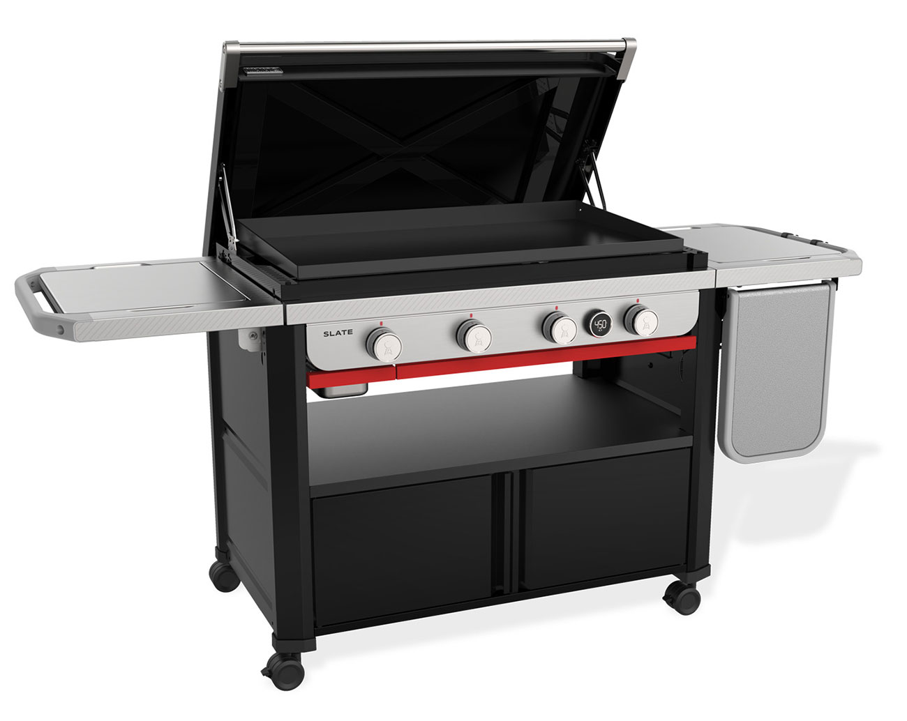 Angled Front View of Weber Slate Griddle Opened Up 2