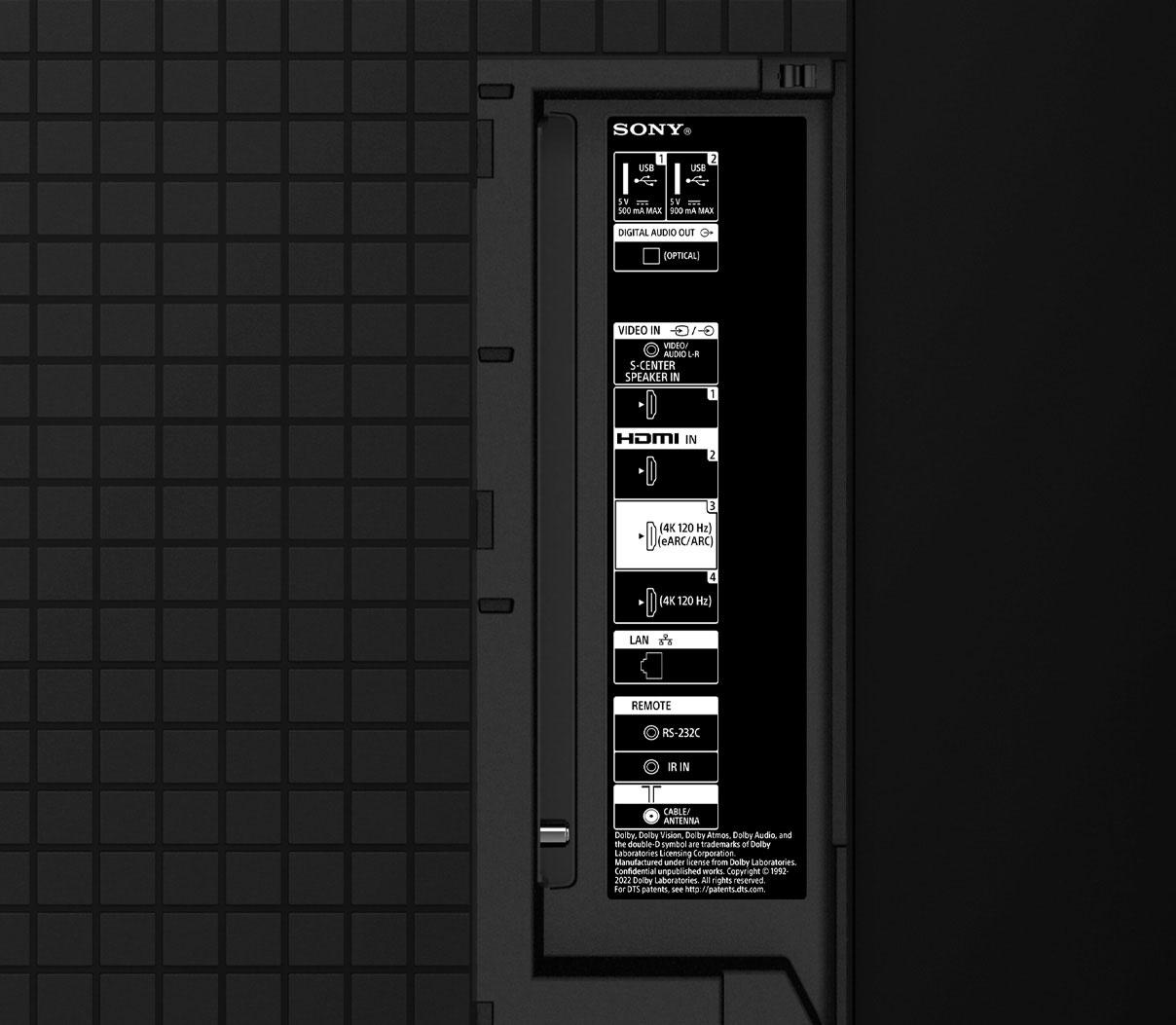 HDMI Ports and Connectors for a 83 Inch Sony ZR A80L OLED TV