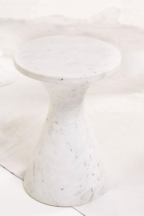 Large image of Bernhardt Isabelle Accent Table in Honed White Marble