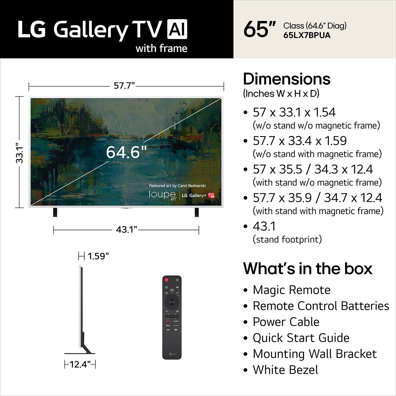 Front View of LG MiniLED TV Dimensions