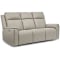 Flexsteel Vernon Power Reclining Sofa with Console, Power Headrest, Lumbar, Heat and Massage in Dove Grey Fabric