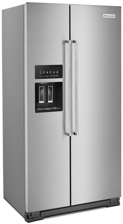 Large image of KitchenAid ADA 22.6 Cu. Ft. PrintShield Stainless Steel Counter-Depth Side-By-Side Refrigerator With Exterior Ice And Water Dispenser