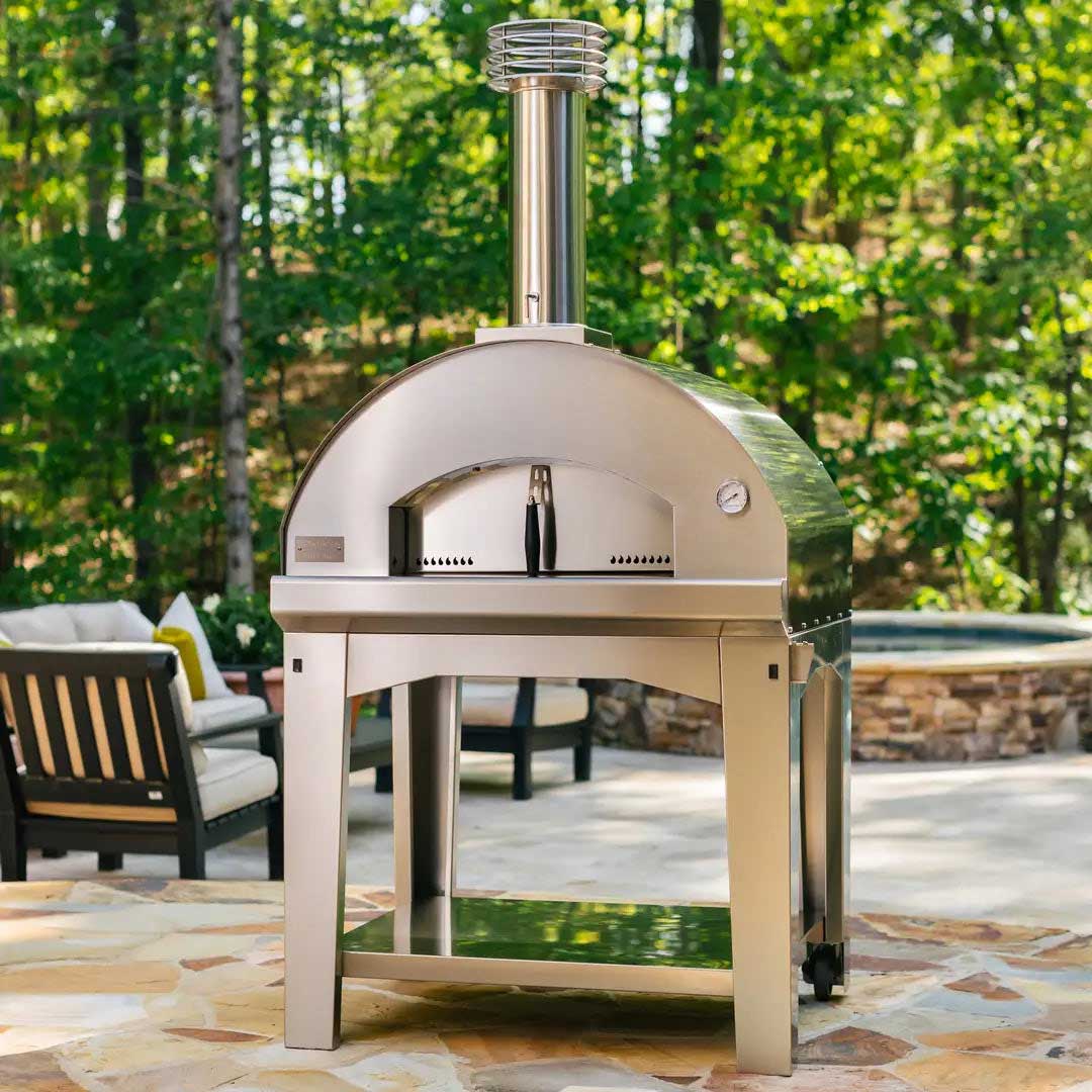 Lifestyle with door view of Fontana Pizza Oven