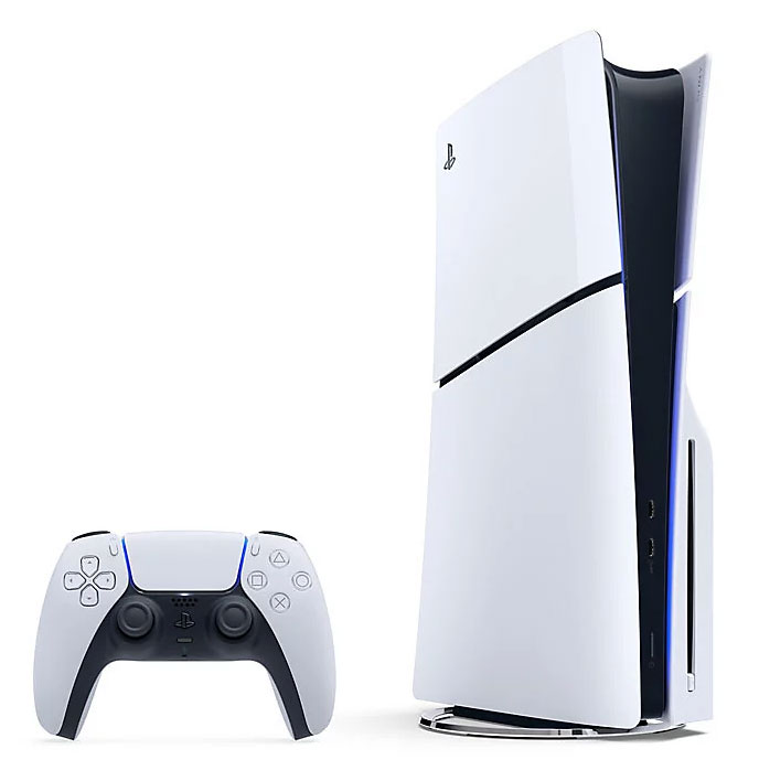 Front Left View of Sony PlayStation 5 PS5 with DualSense Controller