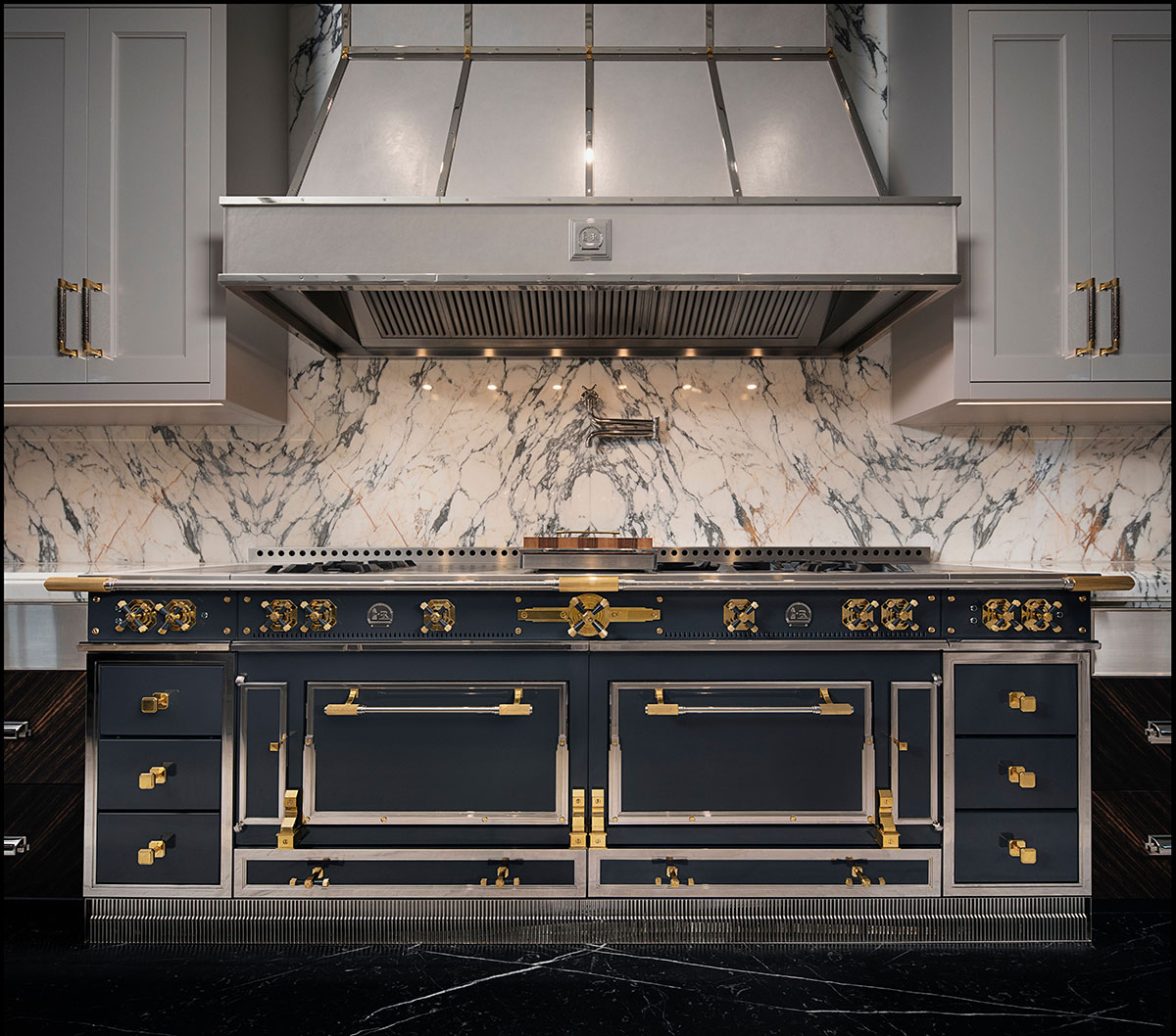 La Cornue Chateau Supreme Grand Palais 180 FR Blue With Polished Nickel Dual Fuel Range