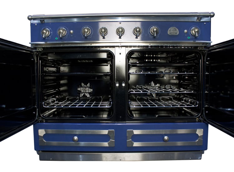 La Cornue CornuFe 110 43 In. Provence Blue With Satin Chrome Trim Dual Fuel Range - C1LN