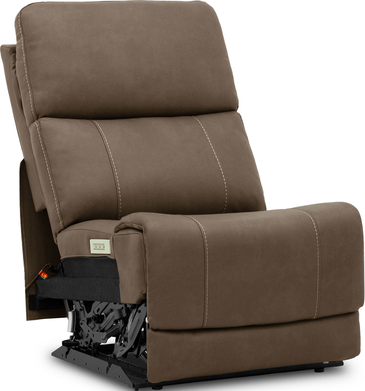 Flexsteel Carter Armless Power Recliner with Power Headrest and Lumbar in Cappuccino Fabric