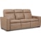 Flexsteel Dutch Power Reclining Sofa with Console, Power Headrest, and Lumbar Desert Leather
