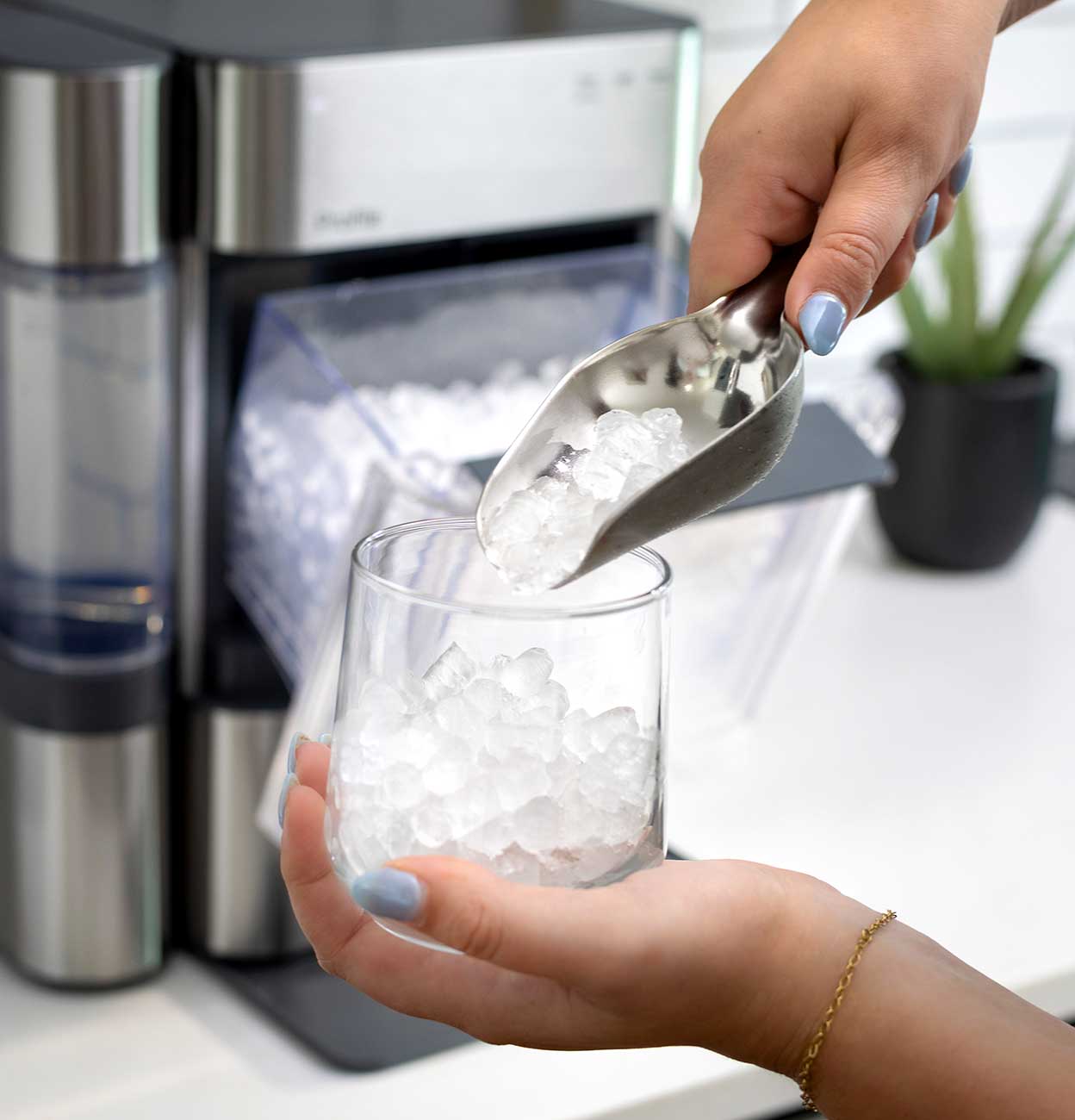 Cup View of GE Profile Ice Maker
