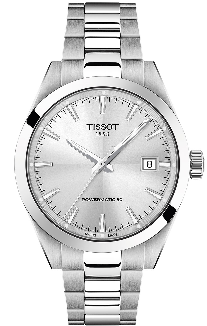 Front view of Tissot Gentleman Watch with Silver Dial