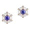 Goshwara Queen Hexagon Studs with Tanzanite and White Enamel