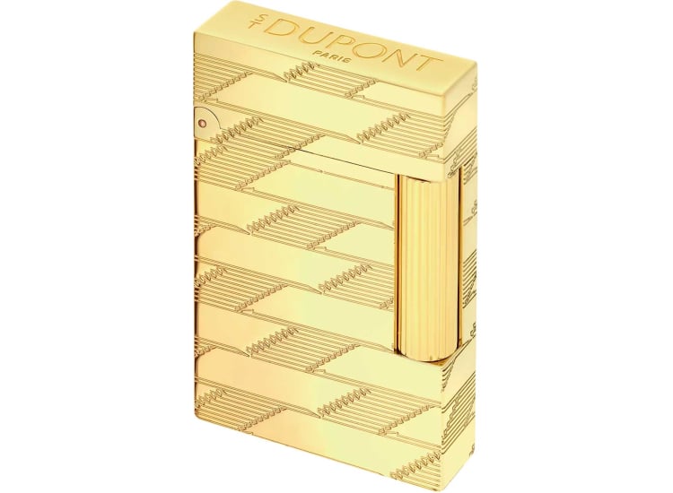 S.T. Dupont Ligne 2 Guilloche Lighter in Monogram 1872 Golden - C16178
