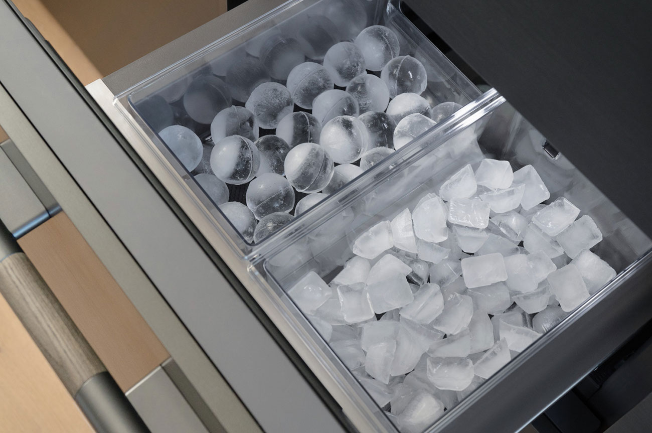 Open View of Freezer Drawer Open with Ice